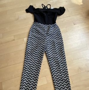 ASOS BNWT one piece jumpsuit black sz 6 metallic
